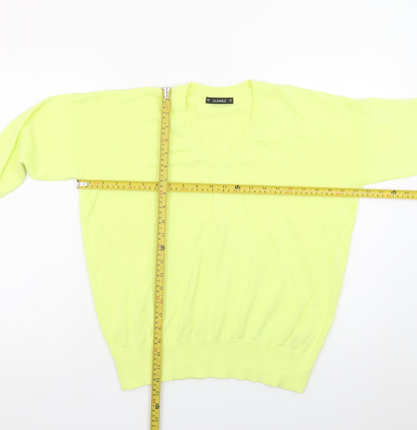 Dunnes Men Yellow V-Neck Cotton Pullover Jumper Small
