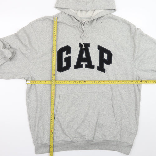 GAP Men's Grey XL Pullover Hoodie with Logo Fleece Sweatshirt