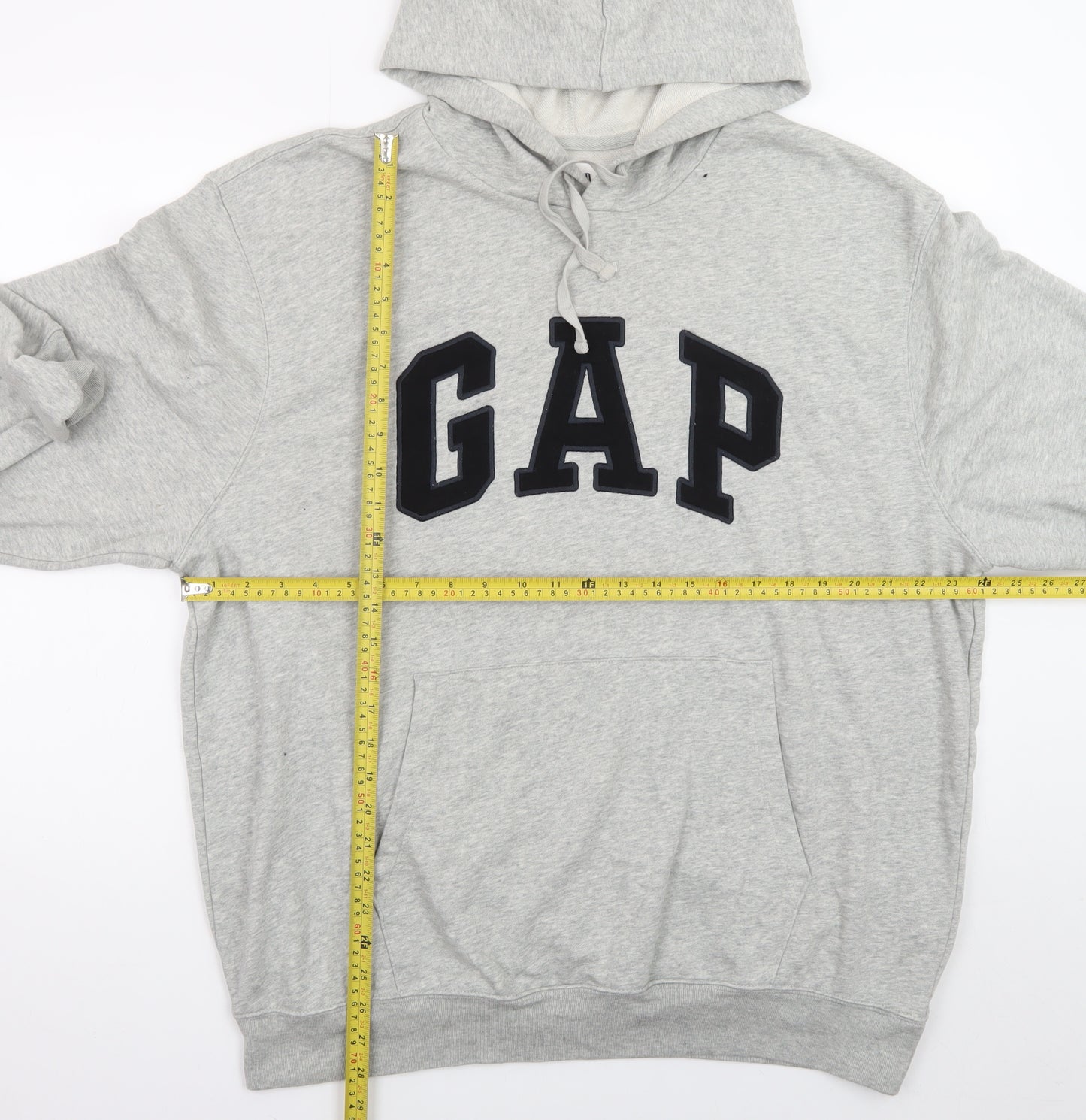 GAP Men's Grey XL Pullover Hoodie with Logo Fleece Sweatshirt