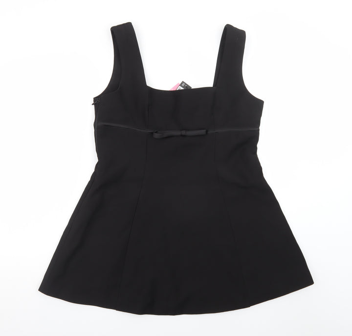 PrettyLittleThing Women’s Black A-Line Sleeveless Bow Dress Size 16