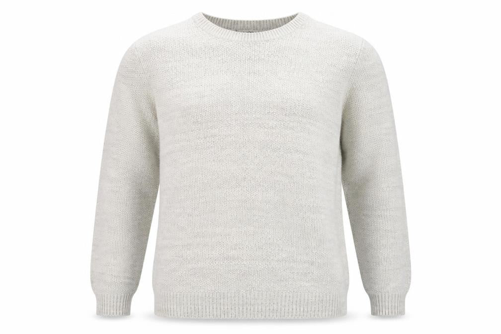 Front view of Kensington Eastside men’s ivory xl pullover knit jumper