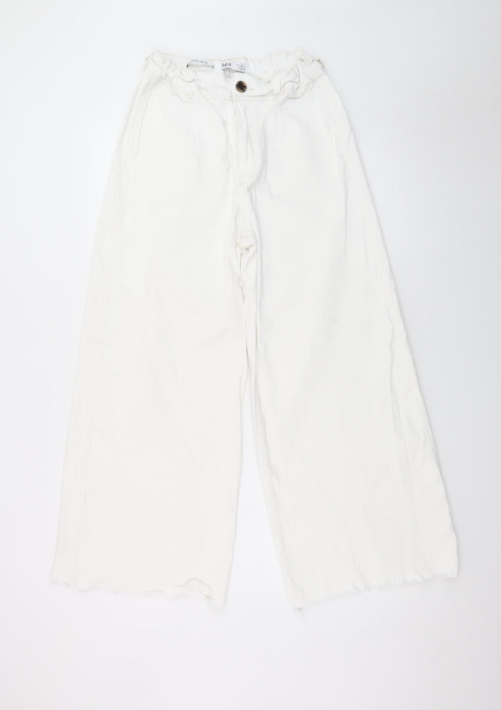 Bershka Women White Wide-Leg High Rise Jeans Size 12