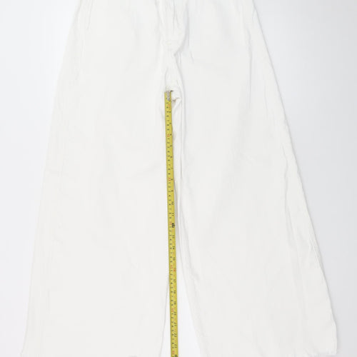 Bershka Women White Wide-Leg High Rise Jeans Size 12