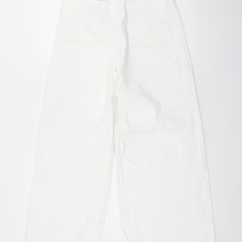 Bershka Women White Wide-Leg High Rise Jeans Size 12
