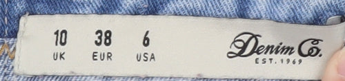 Denim Co. Women Blue Lace Trim Distressed Denim Hot Pants Size 10