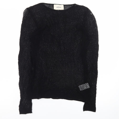 Unison Women's Black Knit Long Sleeve Blouse M
