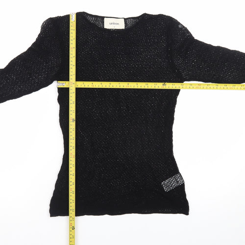 Unison Women's Black Knit Long Sleeve Blouse M