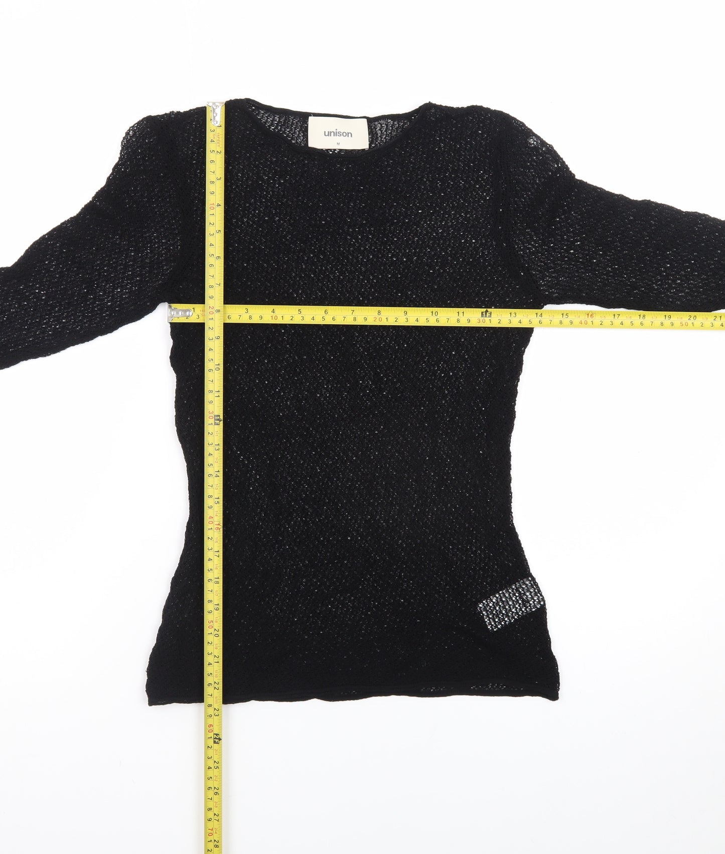 Unison Women's Black Knit Long Sleeve Blouse M