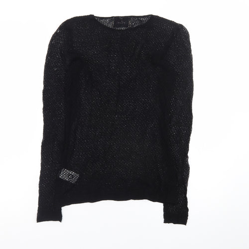 Unison Women's Black Knit Long Sleeve Blouse M