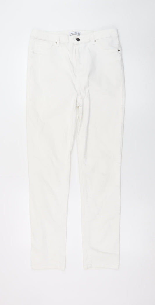 Gallery Women White Size 14 Straight Stretch Jeans