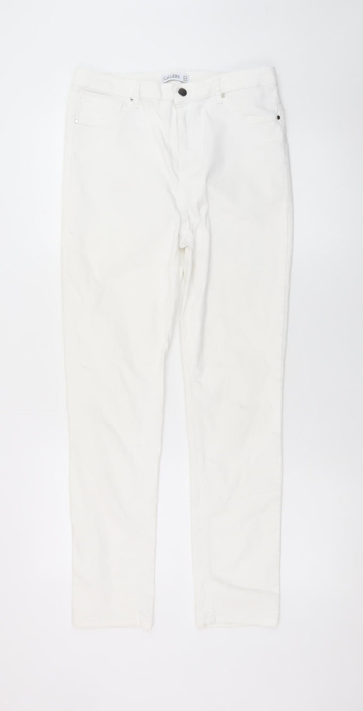 Gallery Women White Size 14 Straight Stretch Jeans