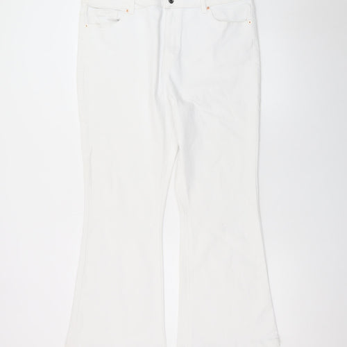 Next Women White Flared Stretch Denim Jeans Size 18 Regular
