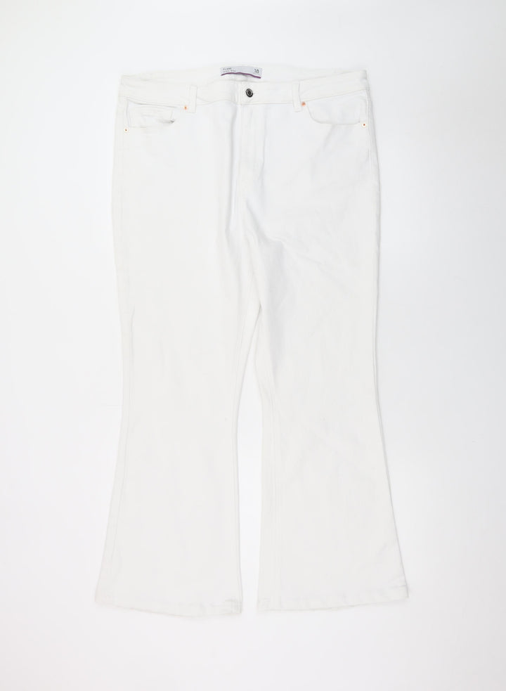 Next Women White Flared Stretch Denim Jeans Size 18 Regular