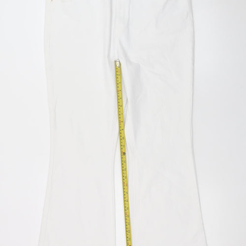 Next Women White Flared Stretch Denim Jeans Size 18 Regular