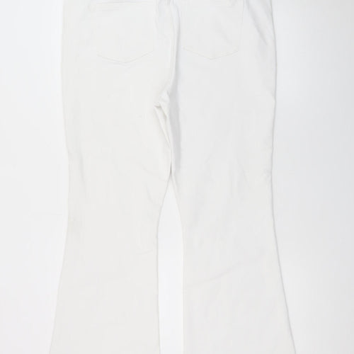 Next Women White Flared Stretch Denim Jeans Size 18 Regular