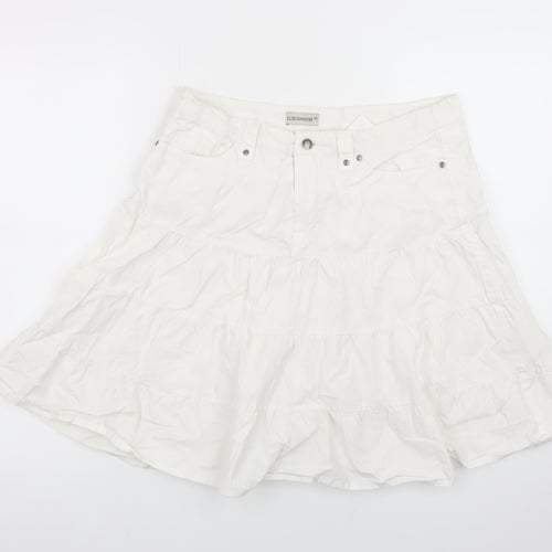 Clockhouse Women's White Cotton Flared Short Skirt Size 12
