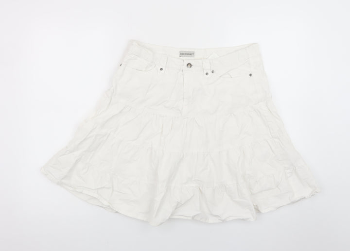 Clockhouse Women's White Cotton Flared Short Skirt Size 12