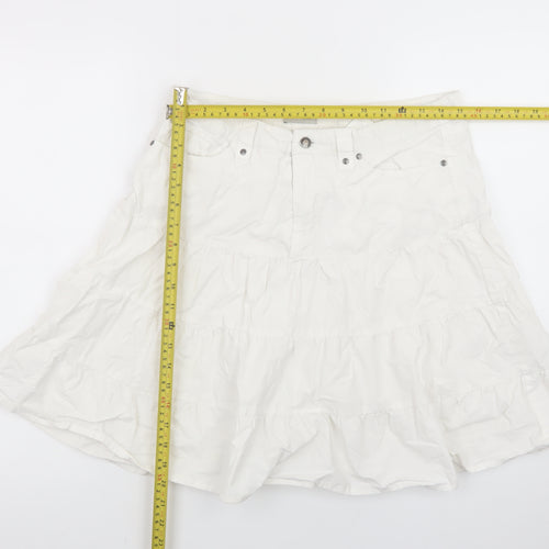 Clockhouse Women's White Cotton Flared Short Skirt Size 12