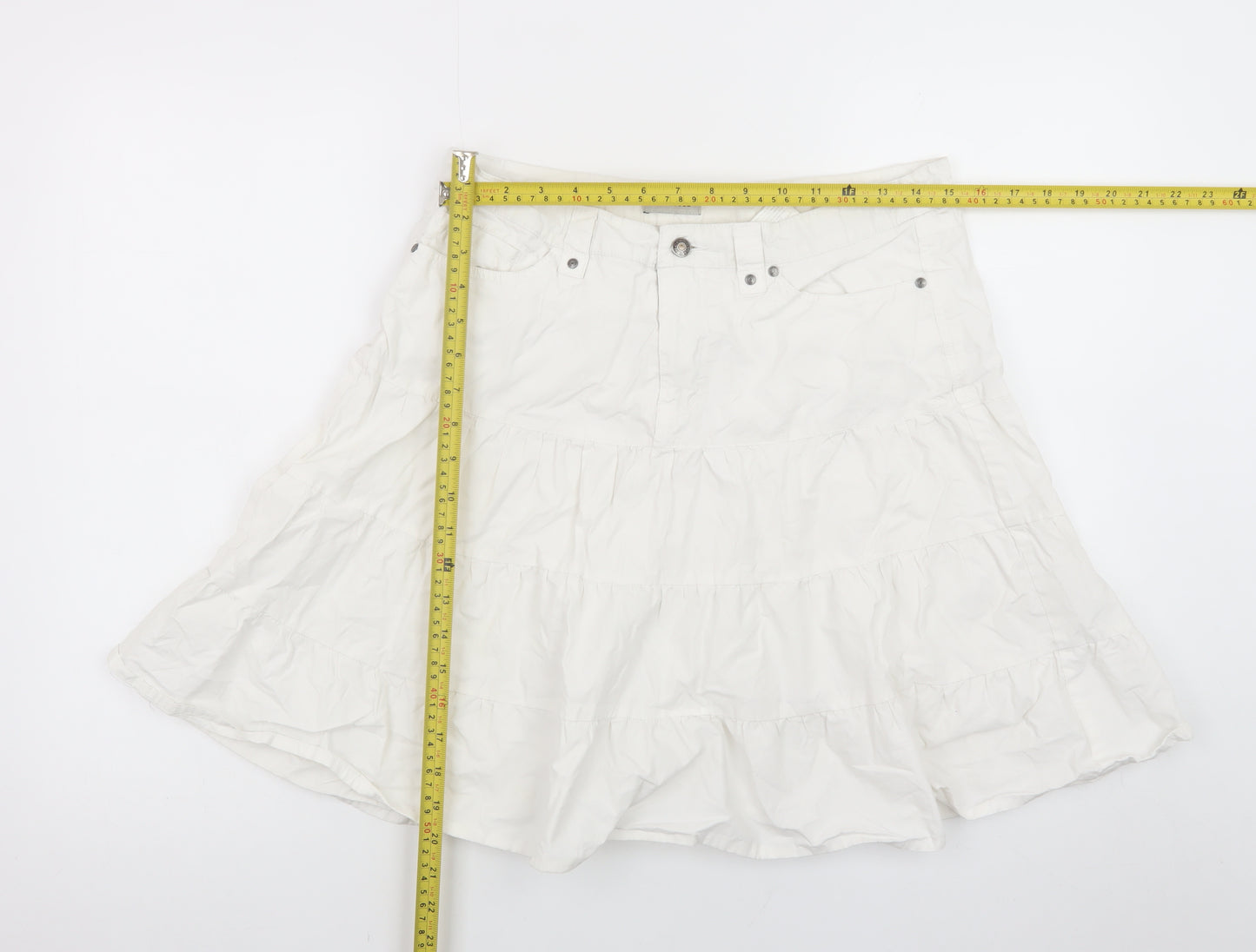 Clockhouse Women's White Cotton Flared Short Skirt Size 12