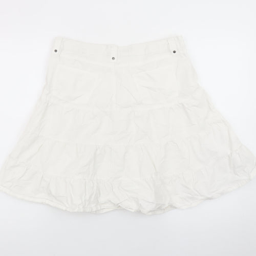 Clockhouse Women's White Cotton Flared Short Skirt Size 12