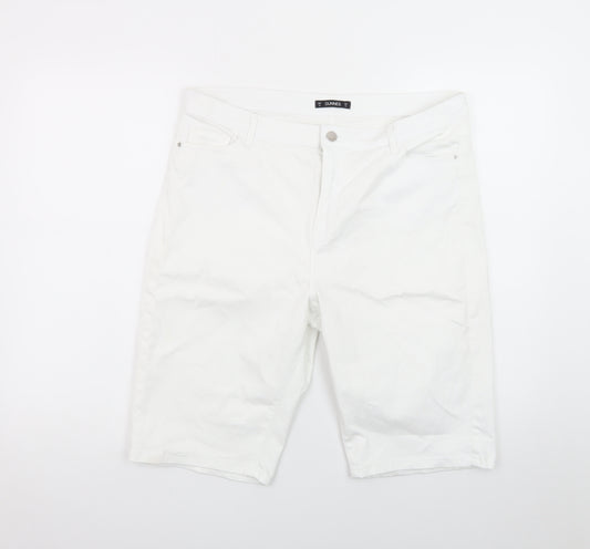 Dunnes Stores Women's White Size 16 Bermuda Shorts Cotton Blend