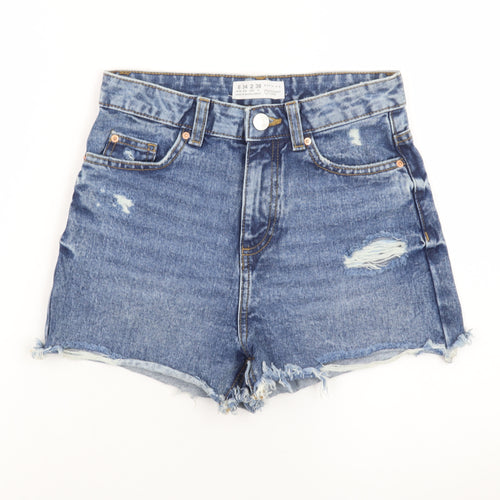 Primark Women Blue Size 6 High Rise Cut-Off Denim Shorts