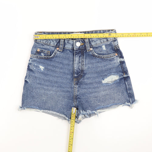 Primark Women Blue Size 6 High Rise Cut-Off Denim Shorts