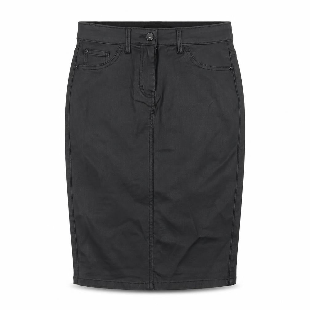 Front view of Next Women’s Black Pencil Skirt, size UK 8, Stretch Viscose Blend