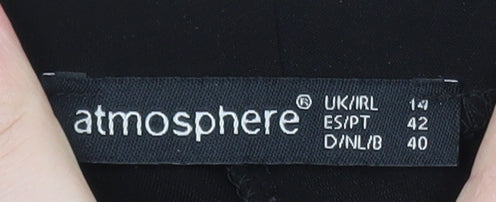 Atmosphere Womens Black Wide-Leg High Waist Jersey Trousers Size 14