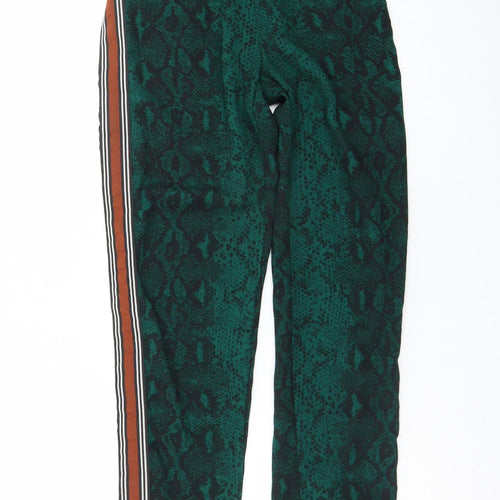 ONLY Women's Green Snake Print Jogger Trousers Size 6 Elastic Waist