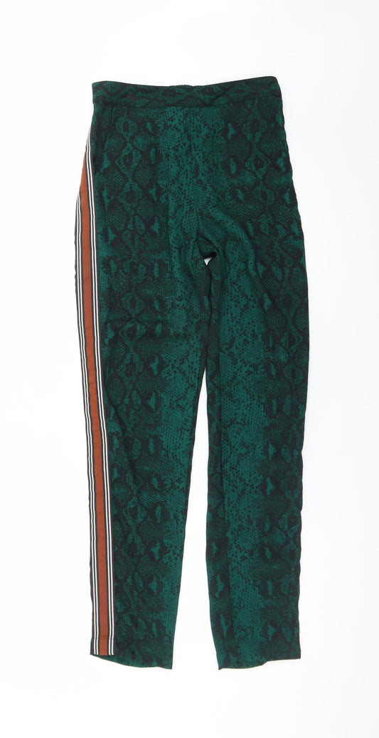 ONLY Women's Green Snake Print Jogger Trousers Size 6 Elastic Waist