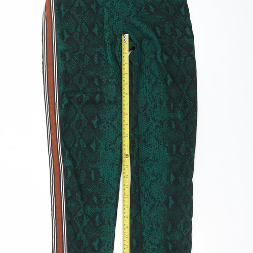 ONLY Women's Green Snake Print Jogger Trousers Size 6 Elastic Waist