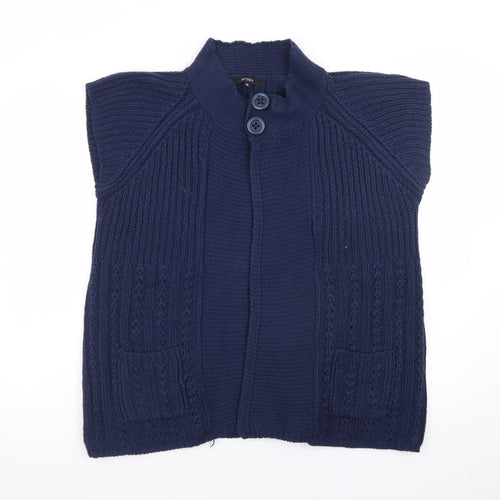 Mystify Womens Blue Sleeveless Knit Cardigan XL