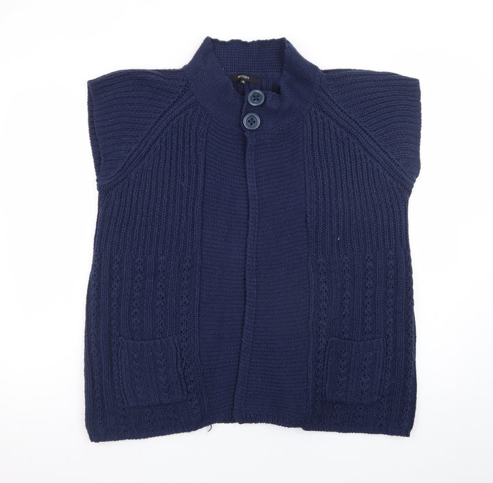 Mystify Womens Blue Sleeveless Knit Cardigan XL