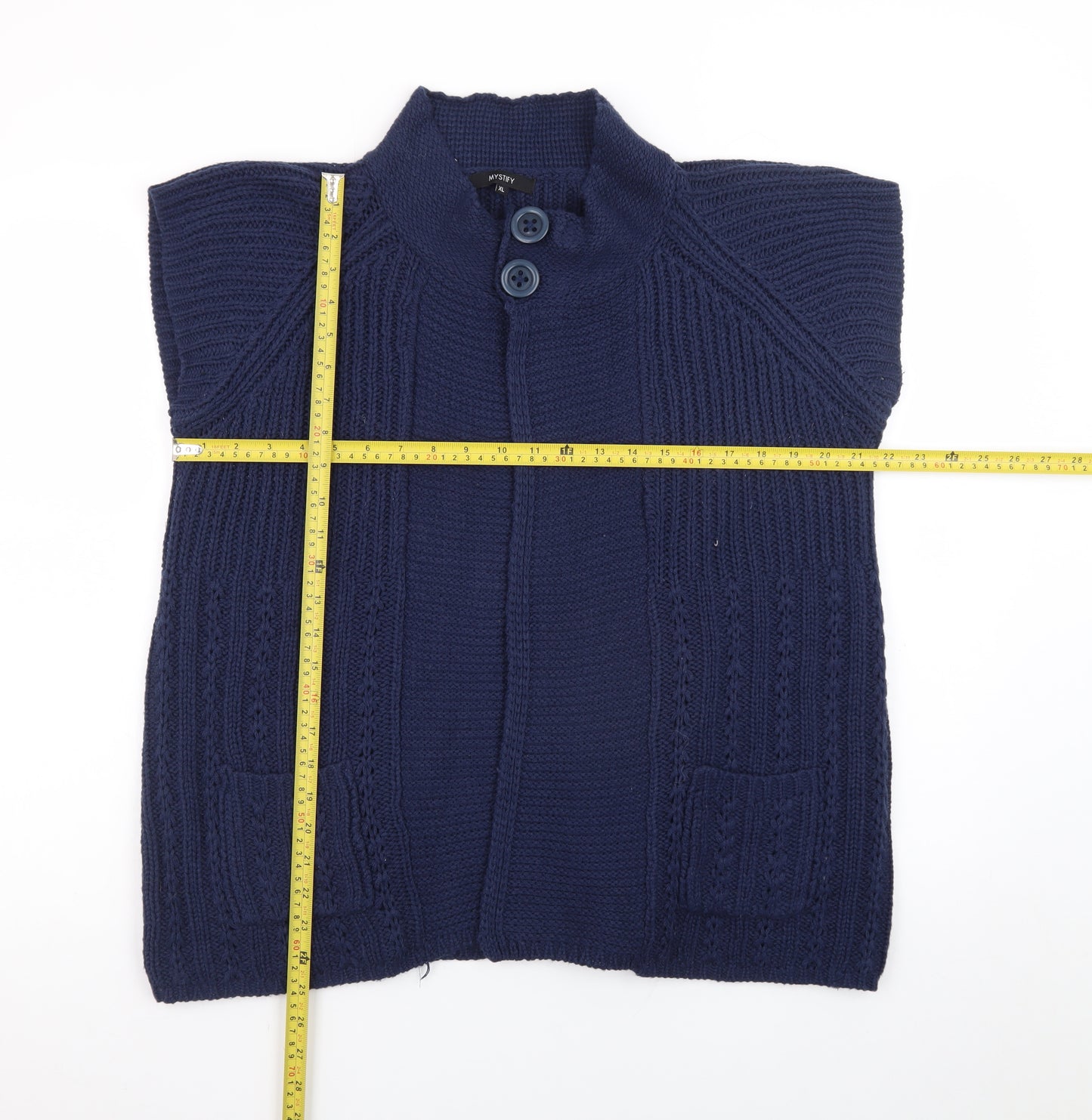 Mystify Womens Blue Sleeveless Knit Cardigan XL