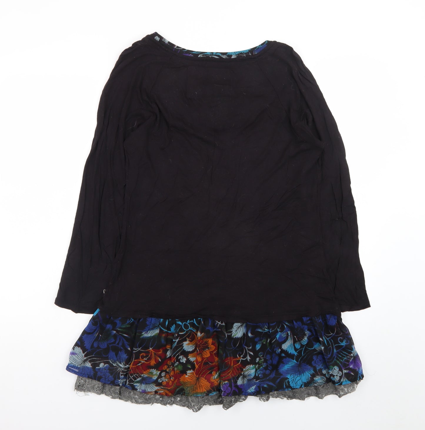 Joe Browns Womens Black Floral Shift Dress Size 16 3/4 Sleeve Bohemian Style