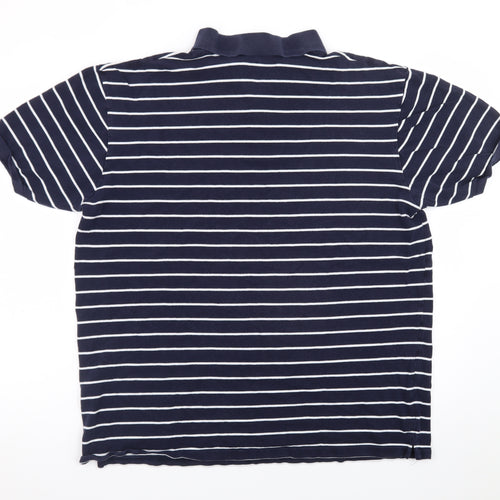 Marks and Spencer Men’s Blue Striped Cotton Stretch Polo Shirt XL