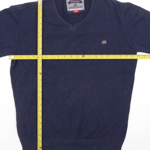 Paraffin Men's Blue V-Neck Knit Pullover Jumper Size M