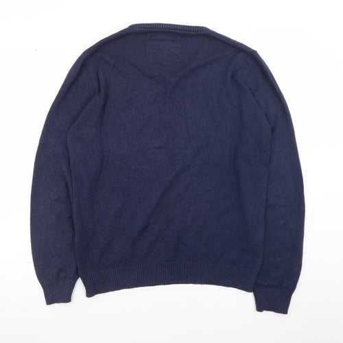 Paraffin Men's Blue V-Neck Knit Pullover Jumper Size M