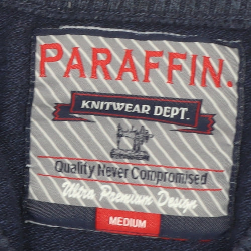 Paraffin Men's Blue V-Neck Knit Pullover Jumper Size M