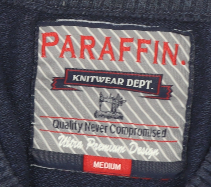 Paraffin Men's Blue V-Neck Knit Pullover Jumper Size M