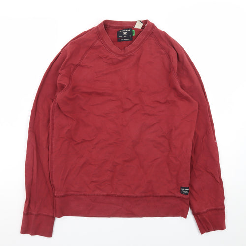 Dockers Men Red Long Sleeve Regular Fit Cotton T-Shirt Size S