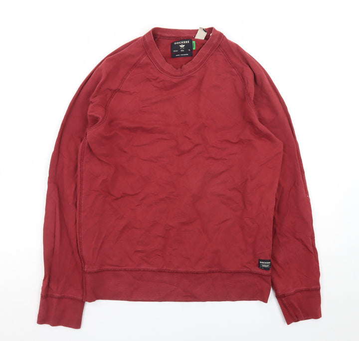 Dockers Men Red Long Sleeve Regular Fit Cotton T-Shirt Size S