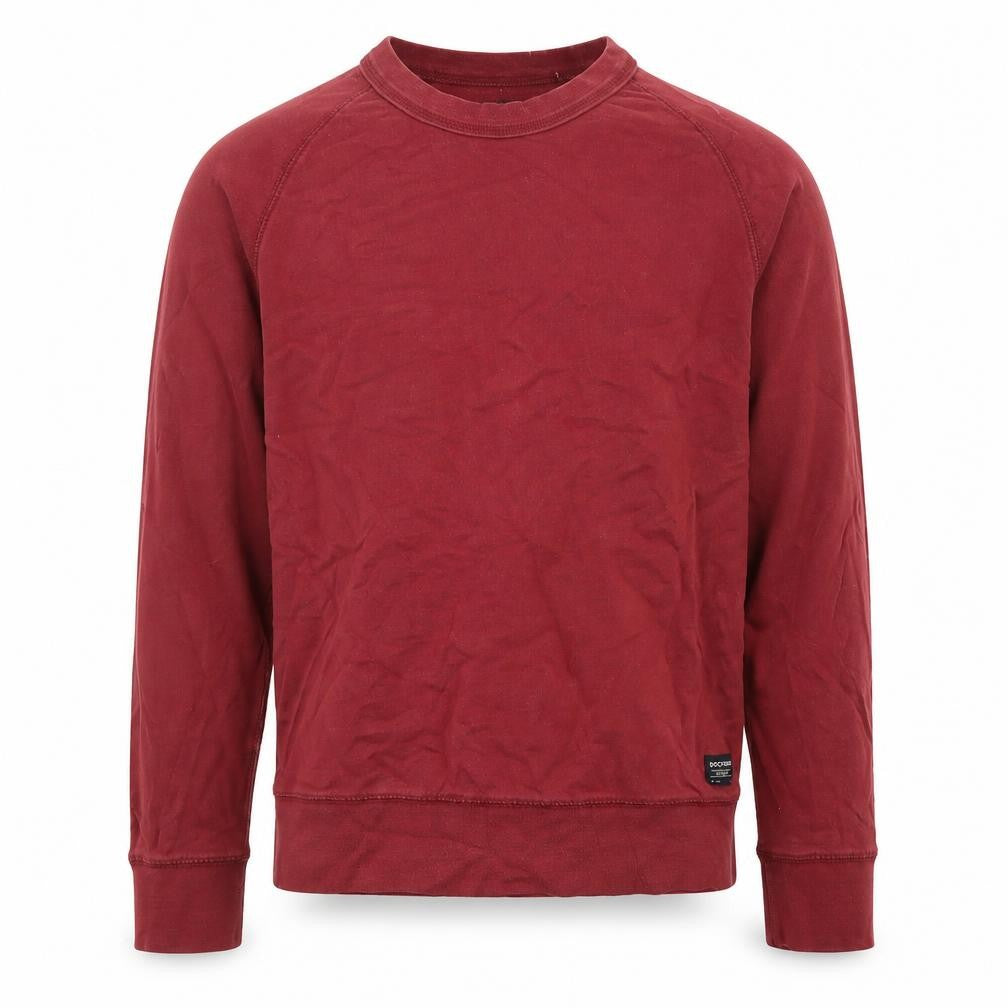 Front view of Dockers Men Red Long Sleeve Regular Fit Cotton T-Shirt, size S