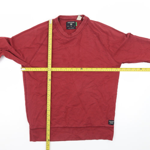 Dockers Men Red Long Sleeve Regular Fit Cotton T-Shirt Size S