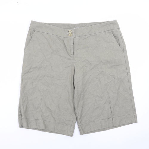 Miss Selfridge Womens Beige Linen Blend Bermuda Shorts Size 14