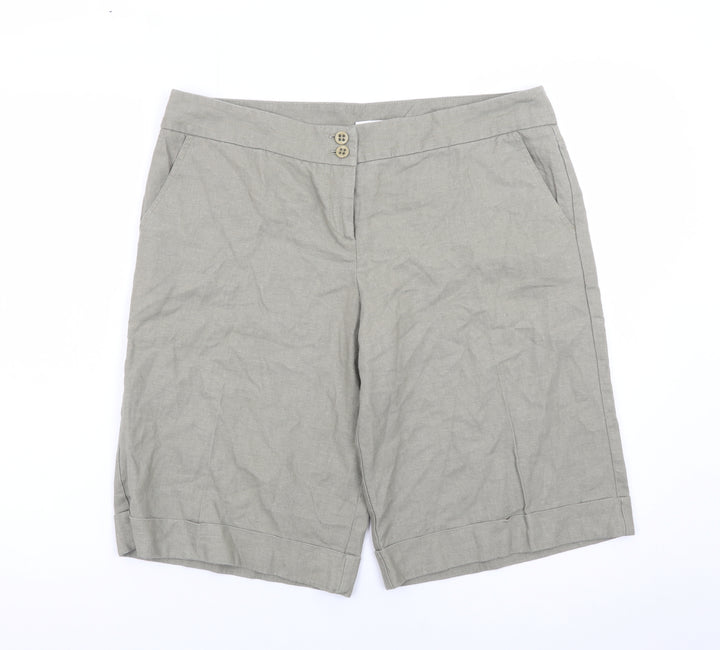 Miss Selfridge Womens Beige Linen Blend Bermuda Shorts Size 14