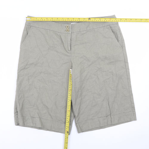 Miss Selfridge Womens Beige Linen Blend Bermuda Shorts Size 14