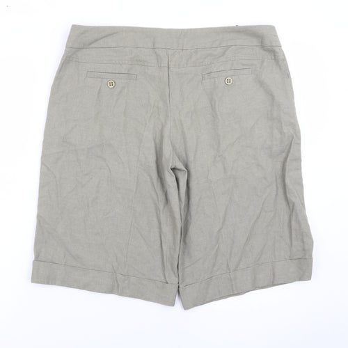 Miss Selfridge Womens Beige Linen Blend Bermuda Shorts Size 14