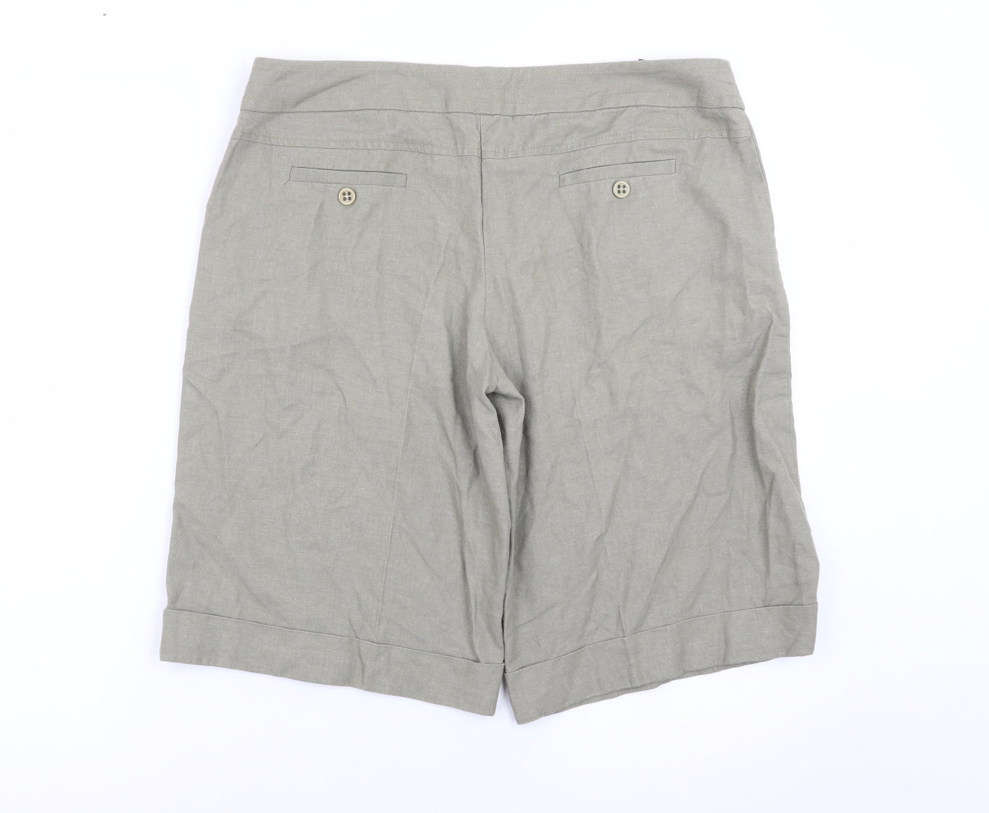 Miss Selfridge Womens Beige Linen Blend Bermuda Shorts Size 14